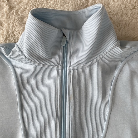 ❤️ Lululemon Brushed Softstreme Ribbed Half Zip Size 6 Light Blue NWT - Picture 2 of 10